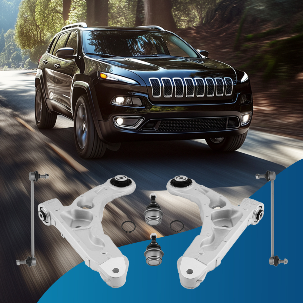 6pcs Front Lower Control Arm w/Ball Joints Sway Bar compatible for Jeep Cherokee 14-18 compatible for FWD