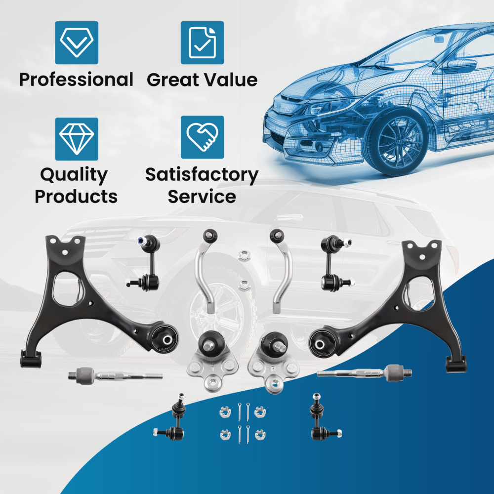12 Pcs Front and Rear Control Arm and Sway Bar End Link compatible for Honda Civic 06 - 2011 suspension arms