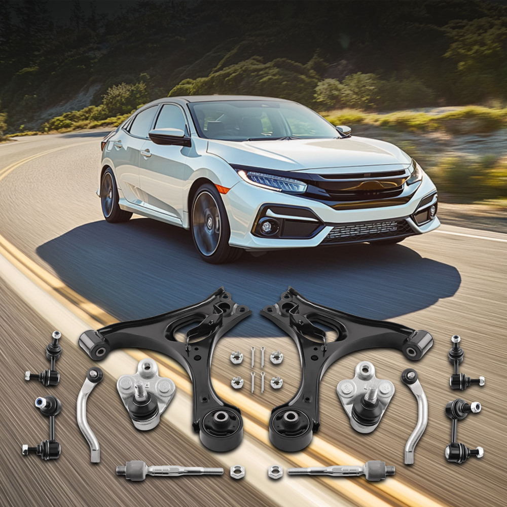 12 Pcs Front and Rear Control Arm and Sway Bar End Link compatible for Honda Civic 06 - 2011 suspension arms