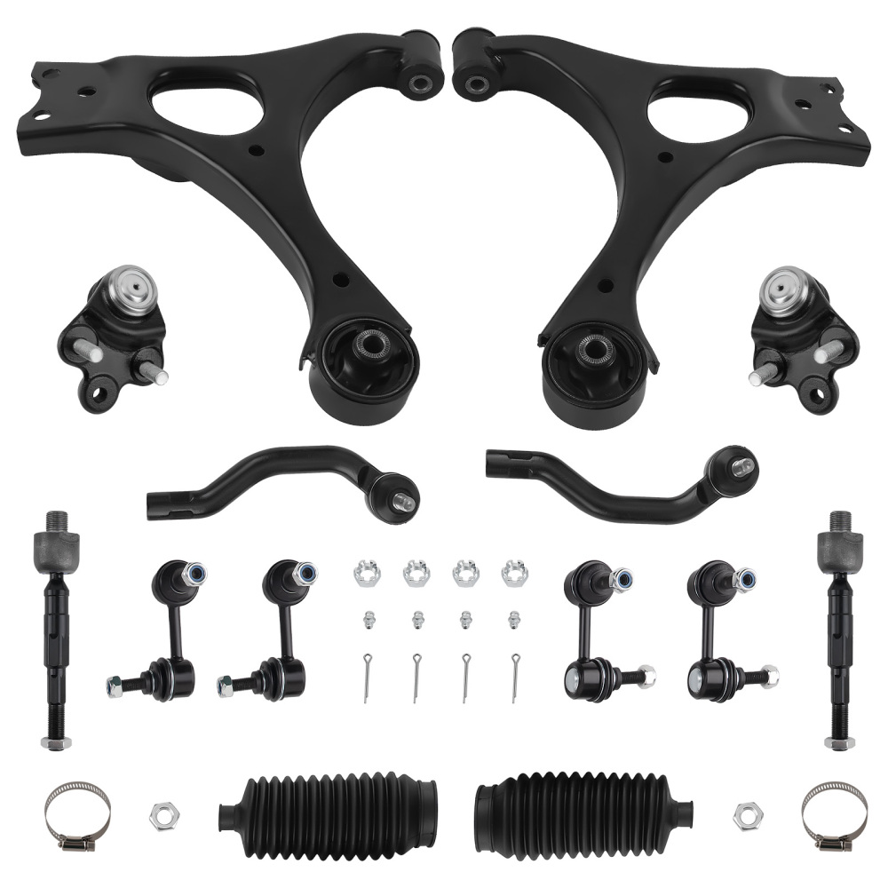 14 Pcs Front Lower Control Arm and Outer Tie Rod End compatible for Honda Civic 2006-2011 suspension arms
