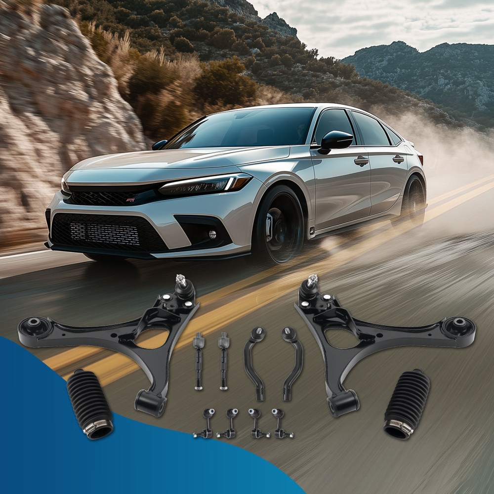 14 Pcs Front Lower Control Arm and Outer Tie Rod End compatible for Honda Civic 2006-2011 suspension arms