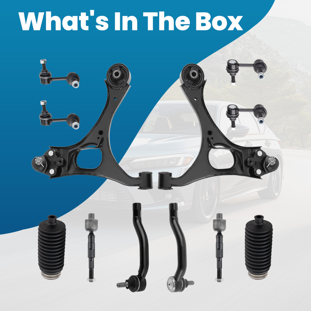 14 Pcs Front Lower Control Arm and Outer Tie Rod End compatible for Honda Civic 2006-2011 suspension arms