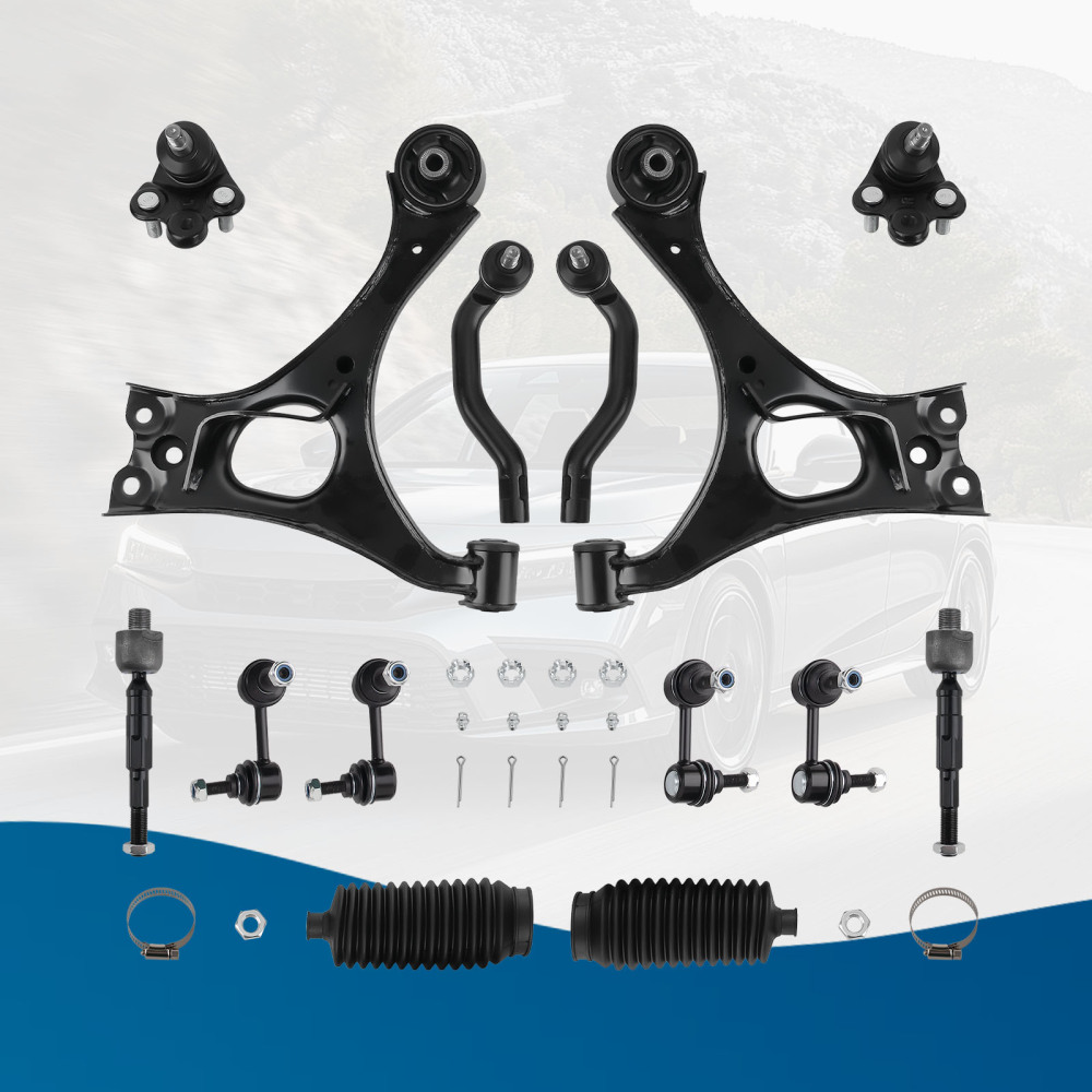 14 Pcs Front Lower Control Arm and Outer Tie Rod End compatible for Honda Civic 2006-2011 suspension arms