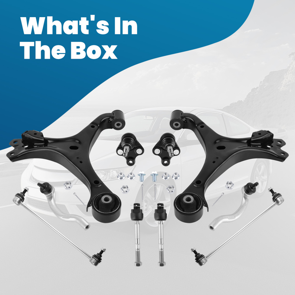 Front Lower Control Arms Sway Bars Tie Rods for 2012-2015 compatible for Honda Civic compatible for Acura ILX