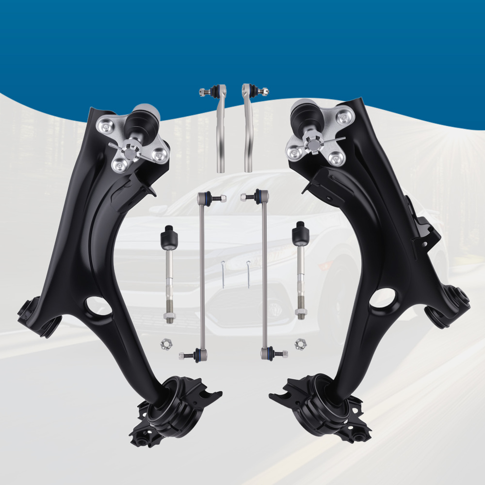 Front Lower Control Arms Tie Rod Sway Bar Links For 2016-2019 compatible for Honda Civic 1.5L