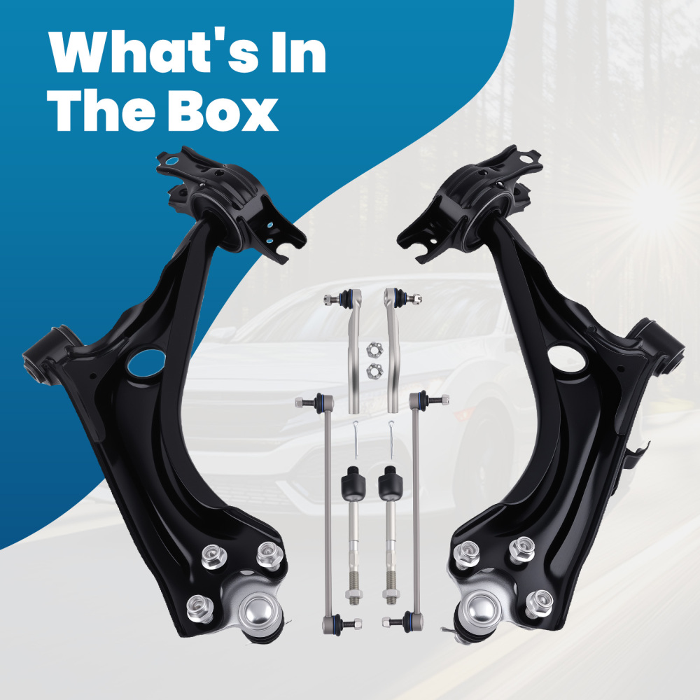 Front Lower Control Arms Tie Rod Sway Bar Links For 2016-2019 compatible for Honda Civic 1.5L