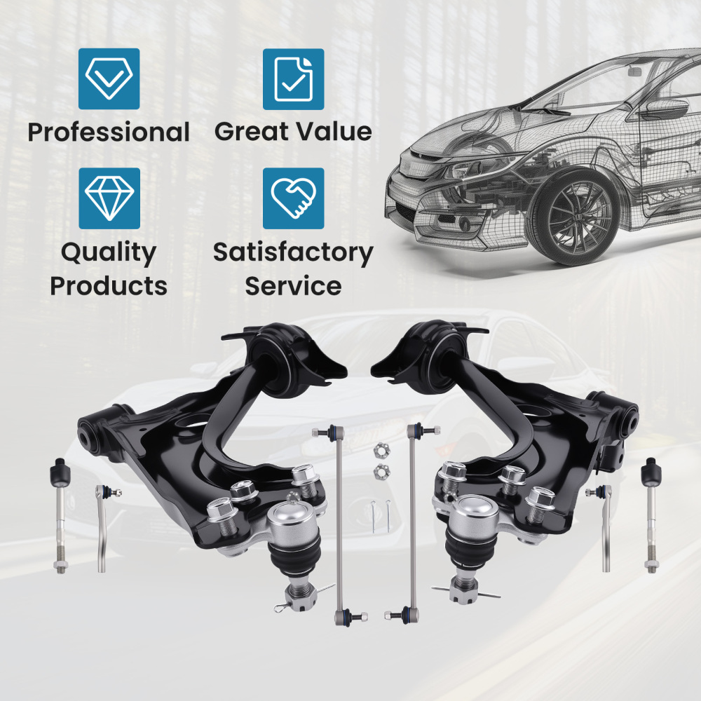 Front Lower Control Arms Tie Rod Sway Bar Links For 2016-2019 compatible for Honda Civic 1.5L