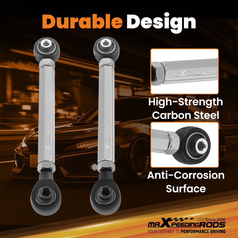 2x Adjustable Rear Toe Arms compatible for Honda Civic 2016 2017 2018 2019 2020-2024 FC FK