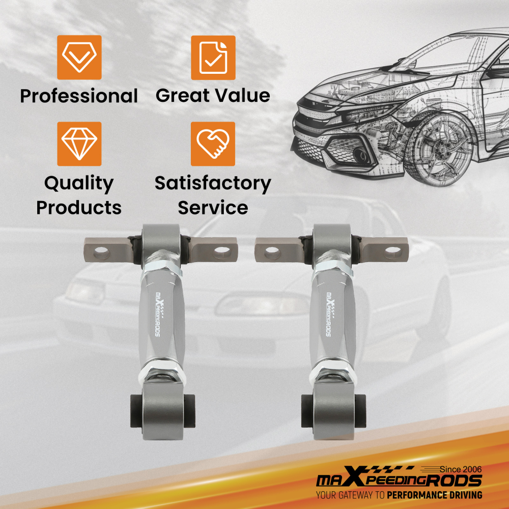 2x Adjustable Rear Camber Arm Kit For 88-00 Honda Civic 97-01 CR-V Acura Integra