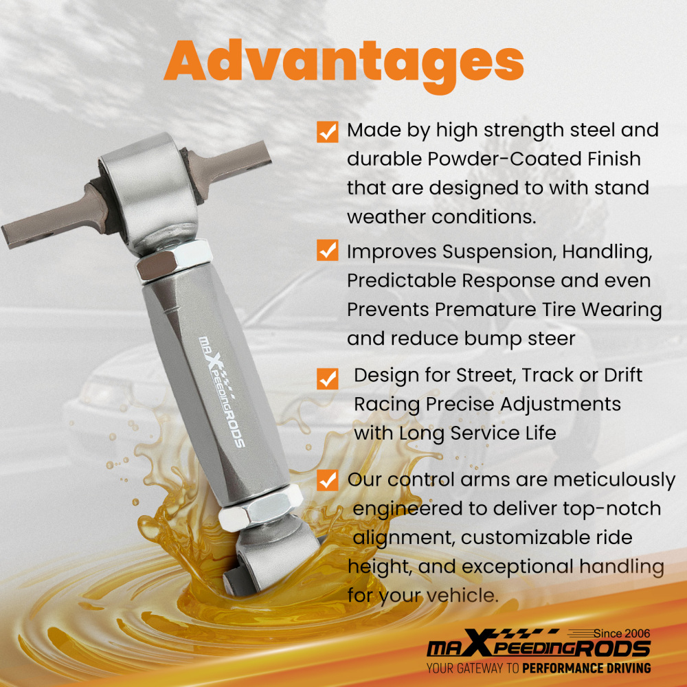 2x Adjustable Rear Camber Arm Kit For 88-00 Honda Civic 97-01 CR-V Acura Integra