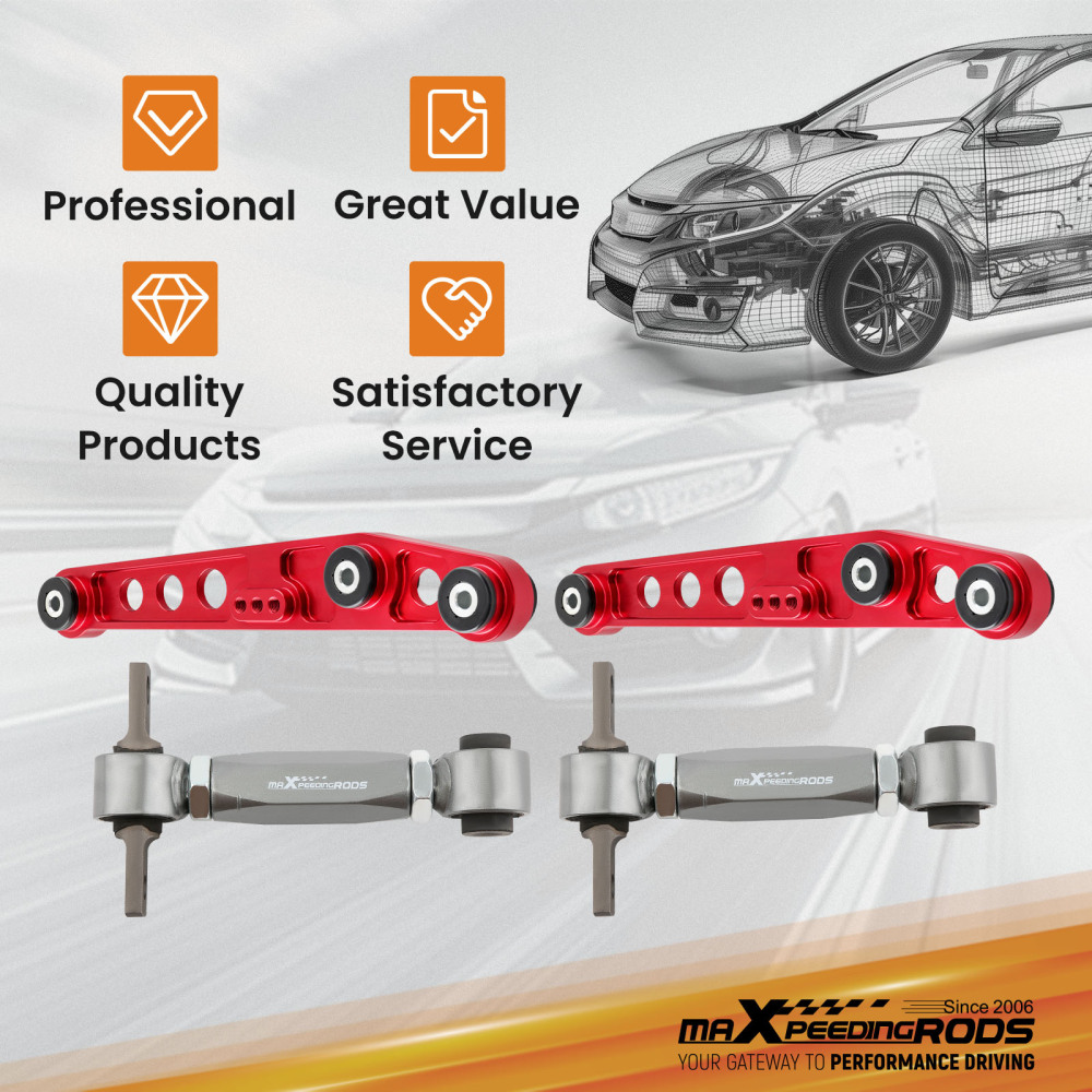 Rear Lower Control Arms + Camber Kit For 1988-95 compatible for Honda Civic 94-01 compatible for Acura Integra