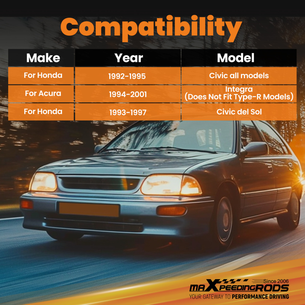Front Upper A Arms Rear Camber Lower Control arms for 92-95 Civic 93-97 Del Sol