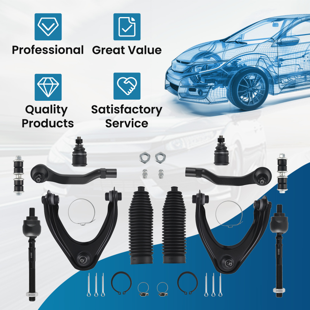 12x Front Upper Control Arm Tie Rod Sway Bar Links Kit for 1996-2000 compatible for Honda Civic