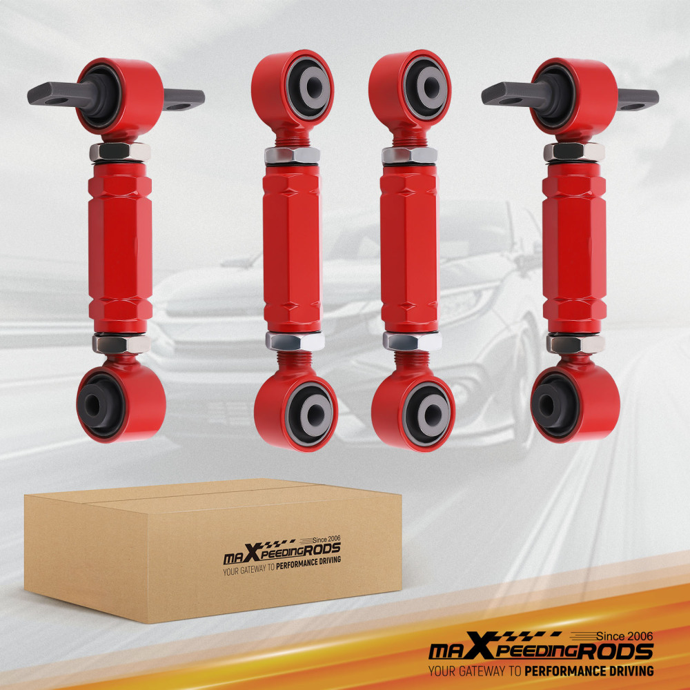 4PCS Rear Camber Toe Arm Kit compatible for Honda Civic 88-00 EF EG EK Integra 90-01 DA DC2