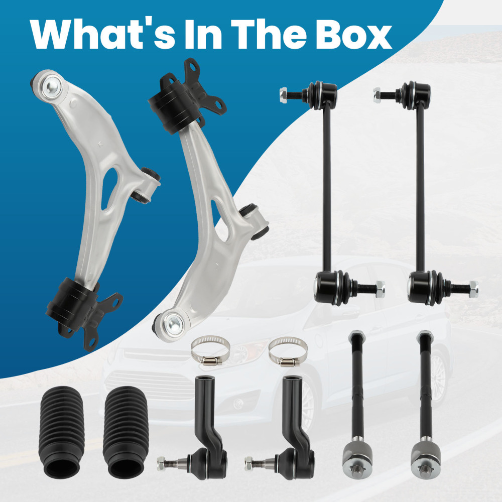 12pcs Suspension Kit Front Lower Control Arm Sway Bar compatible for Ford Focus 2012-2018