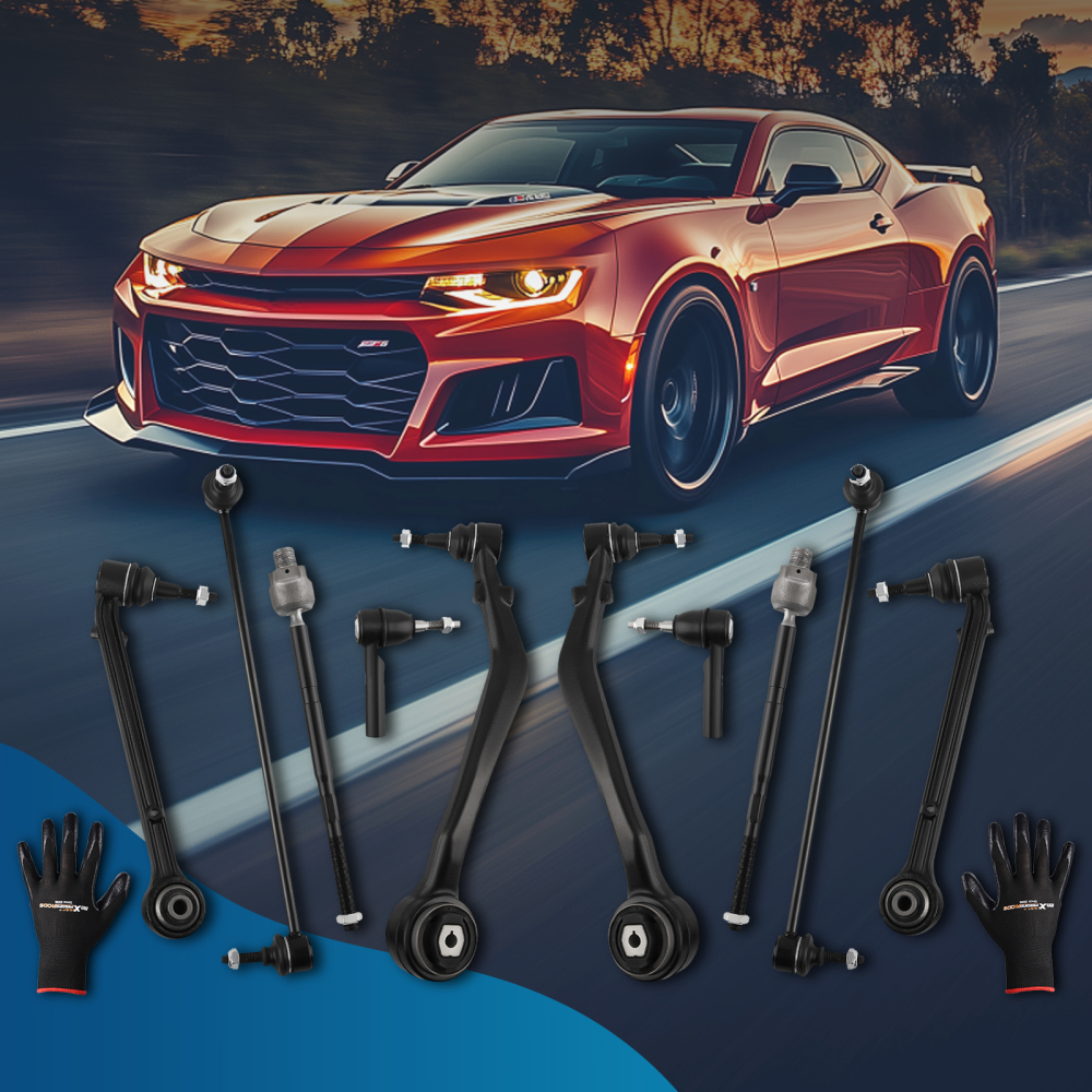 10x Front Lower Control Arms Tie Rods Sway Bars compatible for Chevy Camaro 2010-2015
