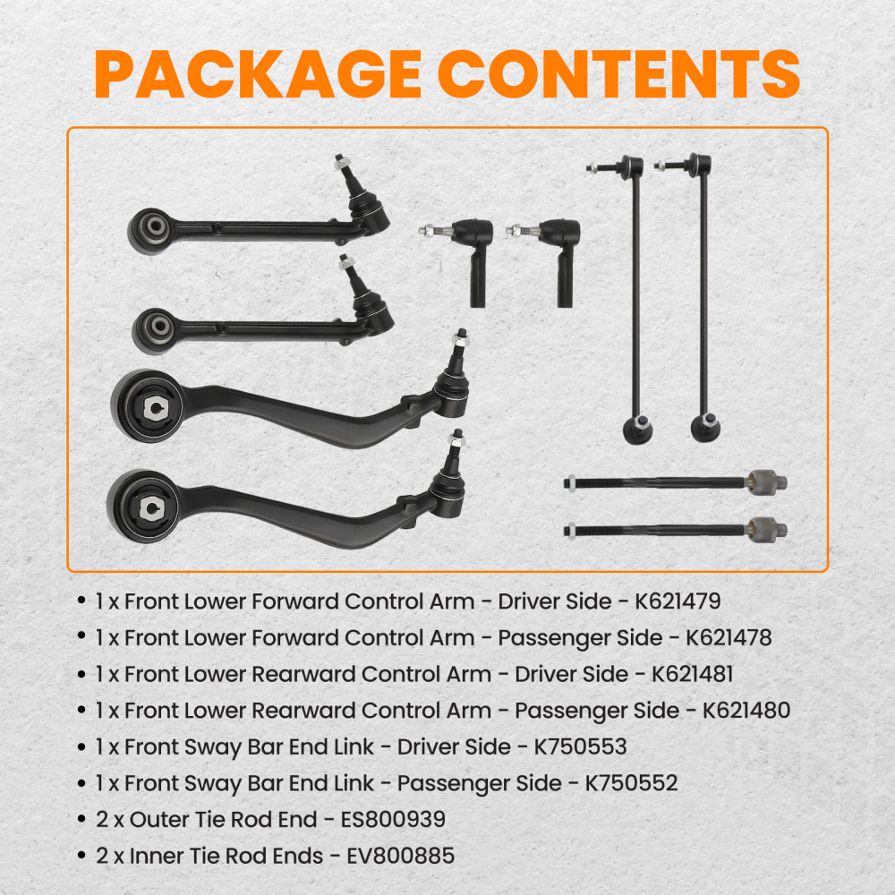 10pcs Front Lower Control Arms Ball Joints Tieods compatible for Chevy Camaro 2010 - 2015