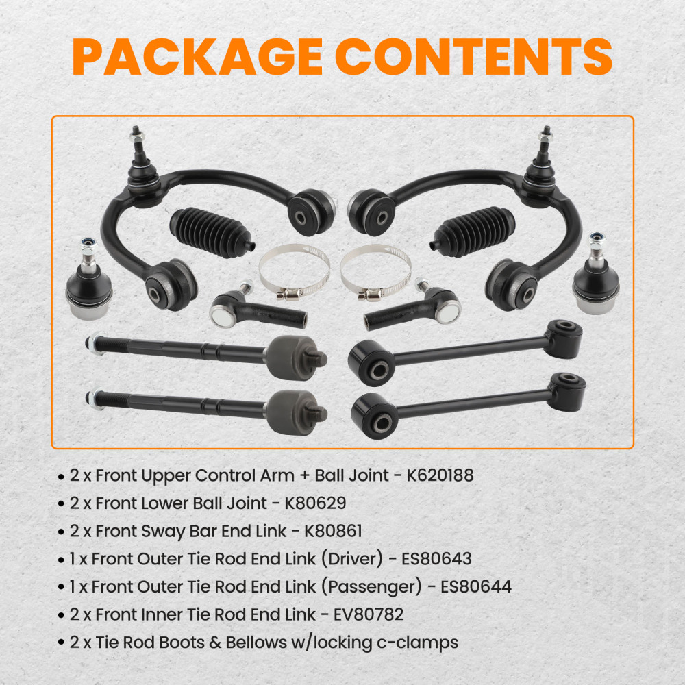 12 Pcs Front Upper Control Arms w/Ball Joint compatible for Jeep Commander 2006 - 2010