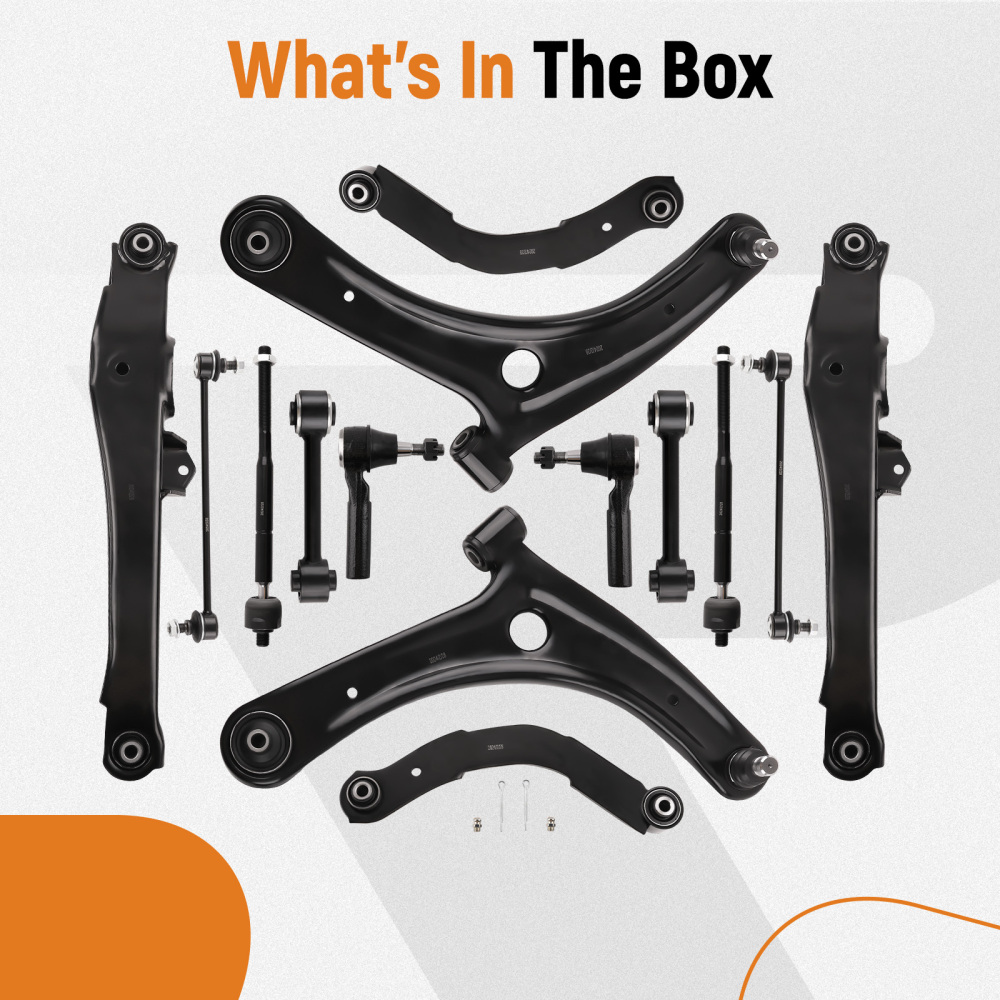 14pc Front Rear Control Arms Tie Rods Sway Bars compatible for Jeep Compass Patriot Caliber