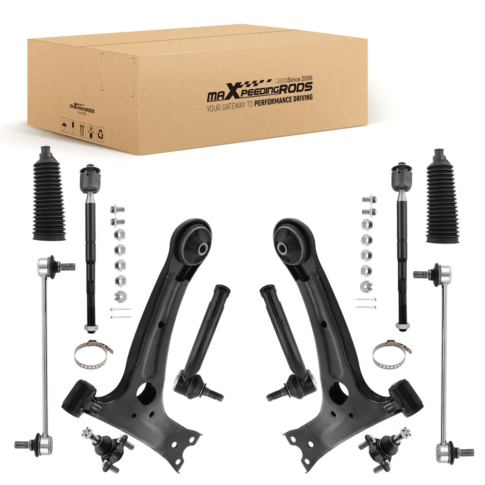 Front Lower Ball Joint Control Arm Tie Rod Sway Link compatible for Toyota Corolla 2003