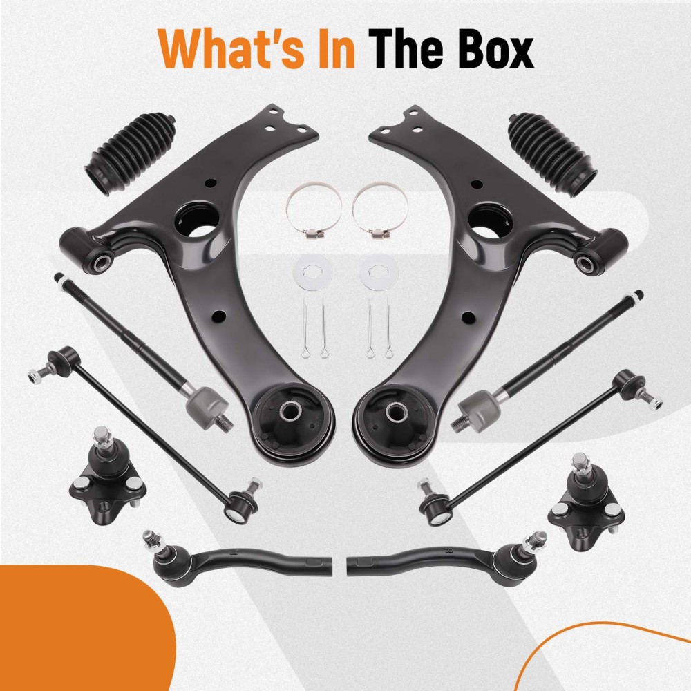 Front Lower Ball Joint Control Arm Tie Rod Sway Link compatible for Toyota Corolla 2003