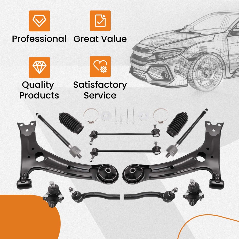 Front Lower Ball Joint Control Arm Tie Rod Sway Link compatible for Toyota Corolla 2003