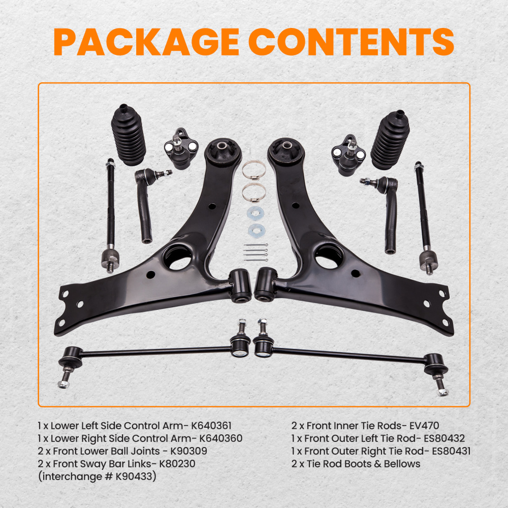 Front Lower Ball Joint Control Arm Tie Rod Sway Link compatible for Toyota Corolla 2003