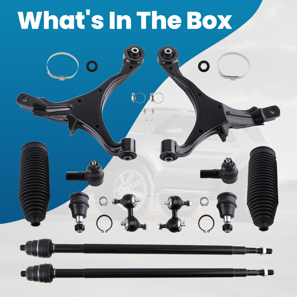 12pcs Front Lower Control Arms Sway Bar Tie Rods Kit for 2002-2006 compatible for Honda CR-V