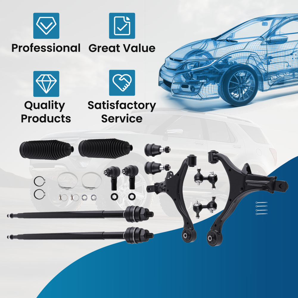 12pcs Front Lower Control Arms Sway Bar Tie Rods Kit for 2002-2006 compatible for Honda CR-V