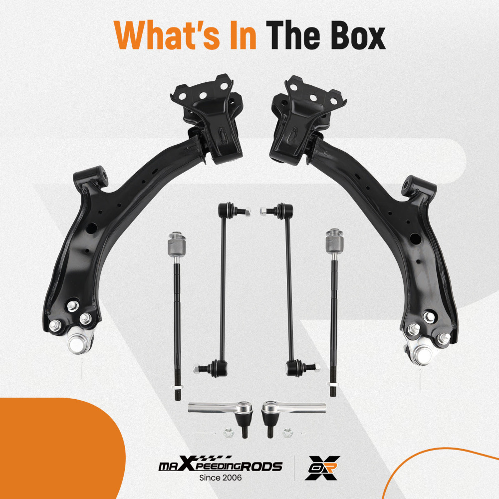 8x Front Lower Control Arm Sway Bar Tie Rods compatible for Honda CR-V CRV 2007-2011