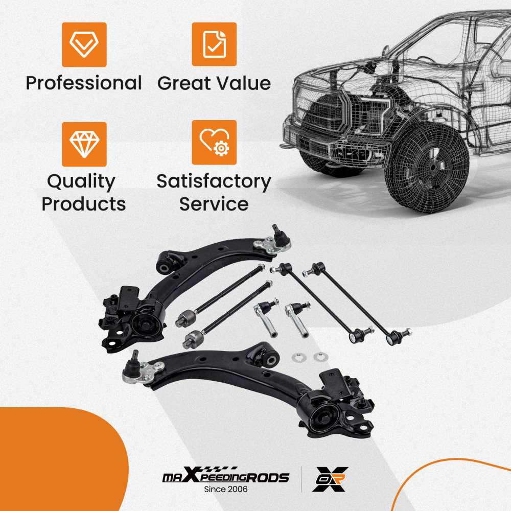 8x Front Lower Control Arm Sway Bar Tie Rods compatible for Honda CR-V CRV 2007-2011