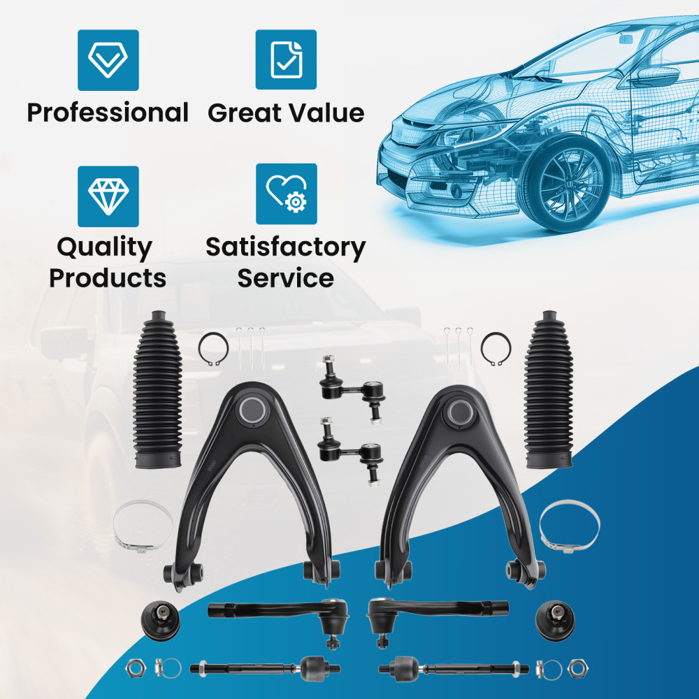 12pcs Front Upper Control Arms Sway Bars Tie Rods for 1997-2001 compatible for Honda CR-V CRV