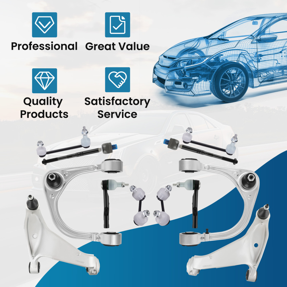 12Pc Front Upper Lower Control Arms w/Ball Joint Assembly compatible for Cadillac CTS 08-14