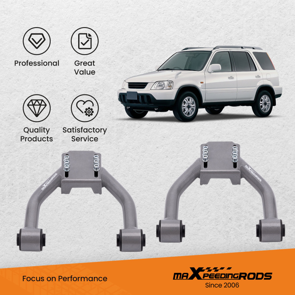 2x Adjustable Front Upper Camber Control Arms Kit compatible for Honda CRV CR-V 1997-2001