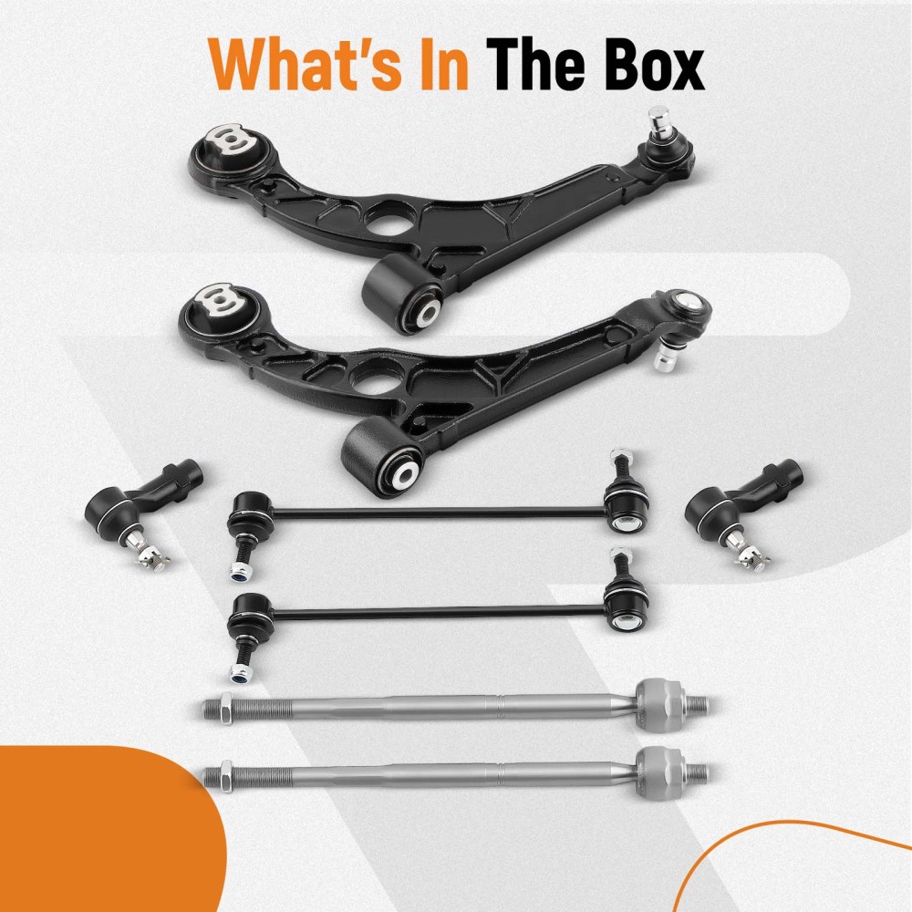 8x Suspension Front Lower Control Arm Kit Tierods Sway Bar compatible for Dodge Dart 13-16