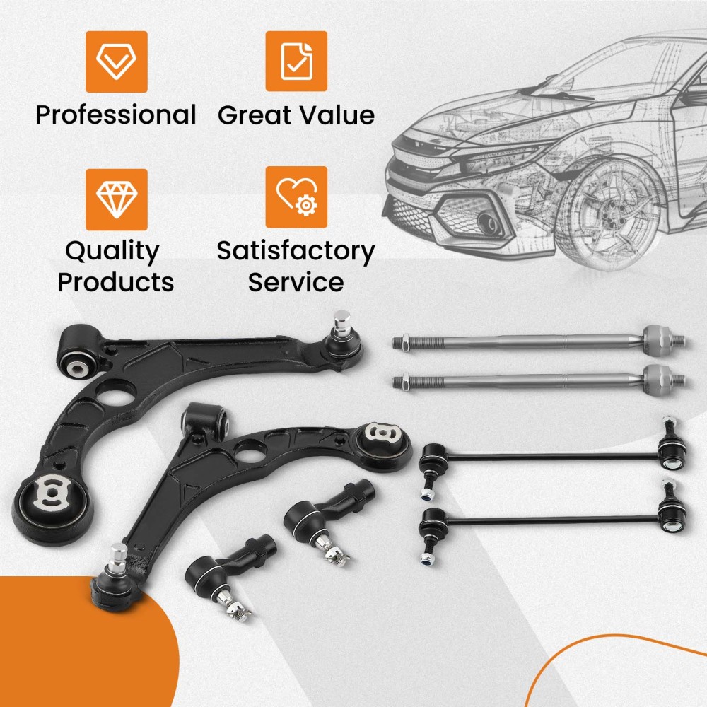 8x Suspension Front Lower Control Arm Kit Tierods Sway Bar compatible for Dodge Dart 13-16