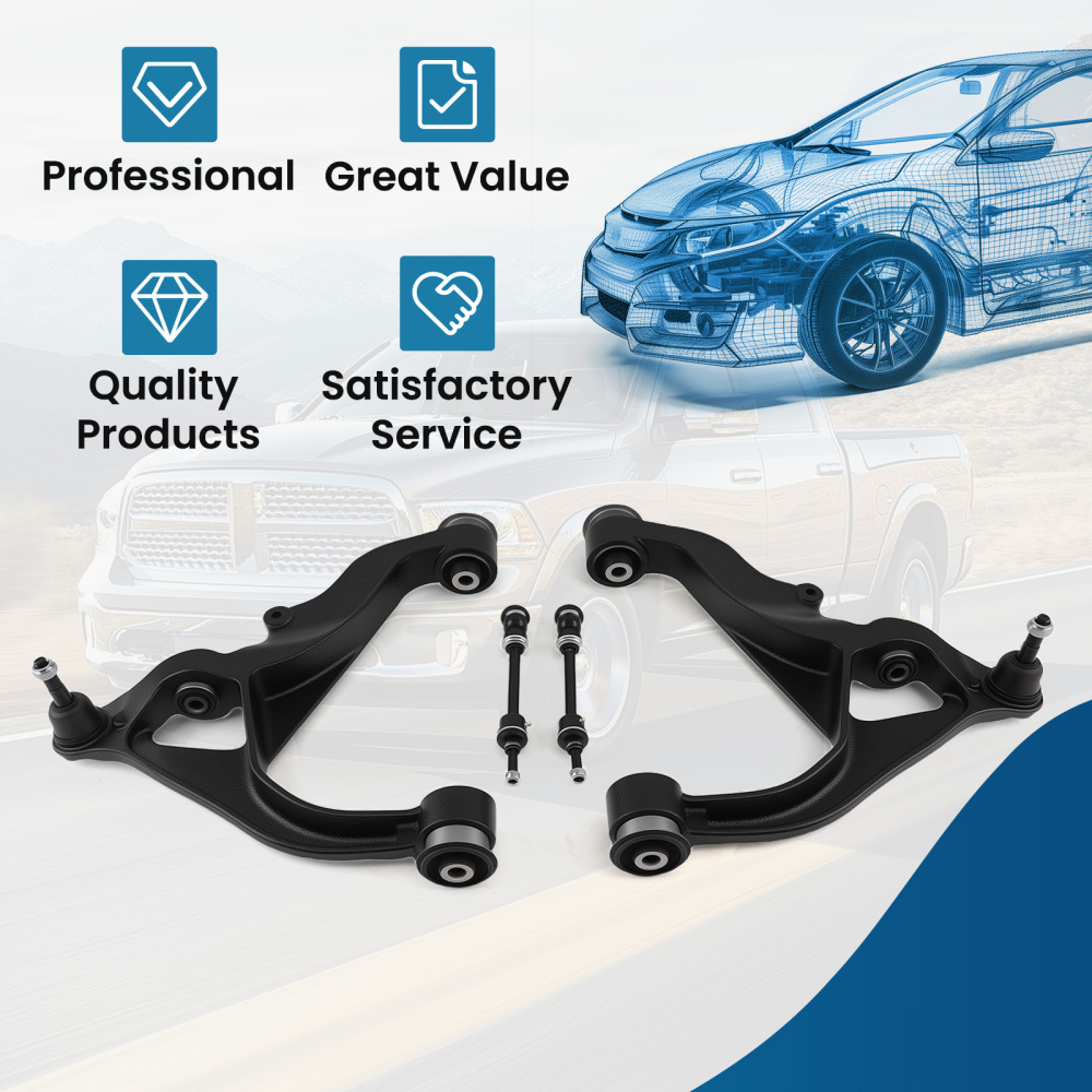 4x Front Lower Control Arm Sway Bar End Links compatible for Dodge Ram 1500 4WD 2WD 2006-21