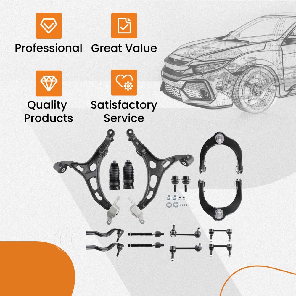 16pc Front Upper Lower Control Arms w/Ball Joint compatible for Jeep Grand Cherokee 2011-15