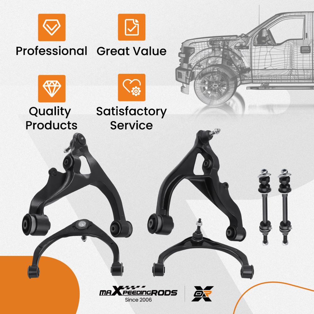 Front UpperLower Control Arms W/ball Joints Kit compatible for Ram 1500 2013 - 2018 4WD