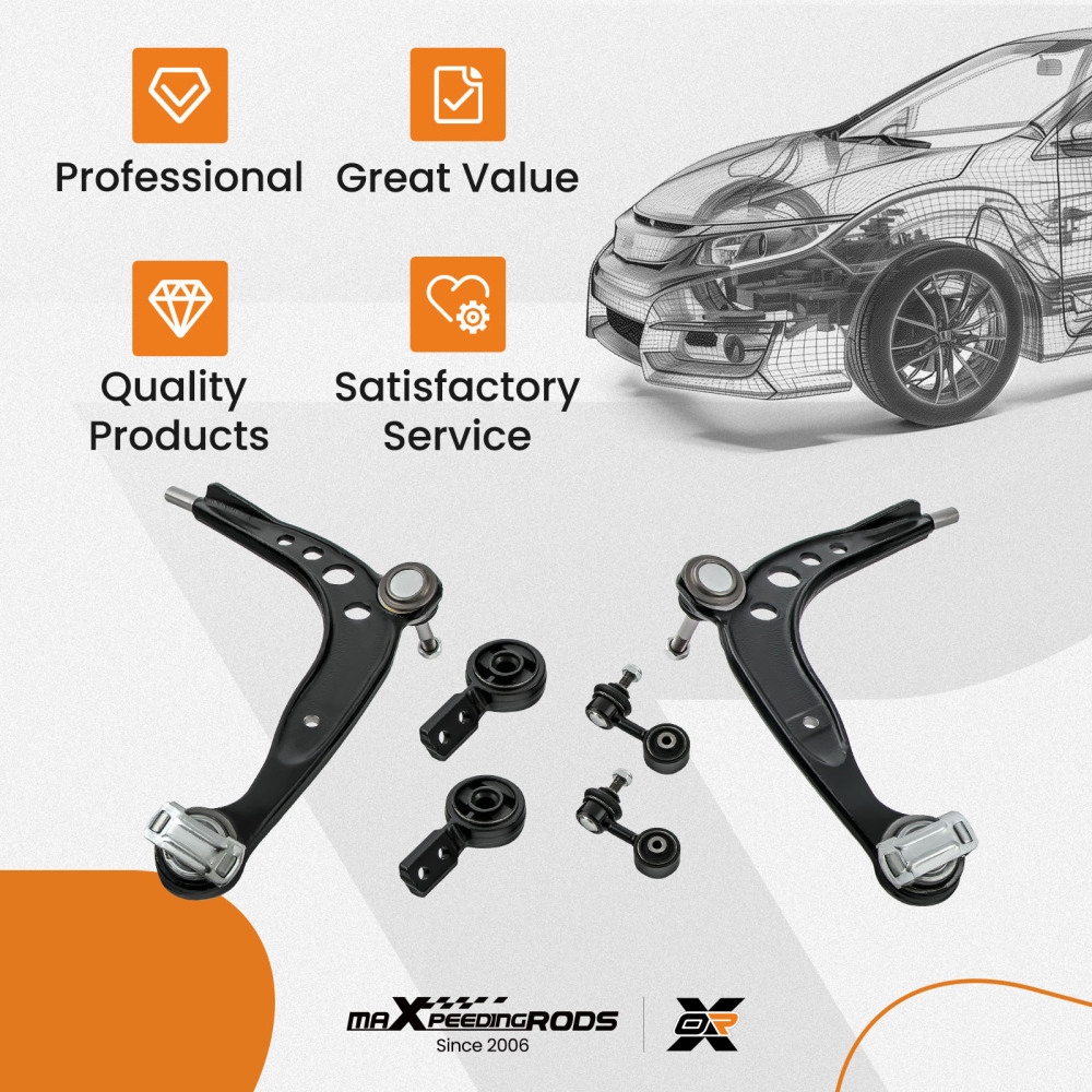 6PCS Front Suspension Track Wishbone Control Arm Kit compatible for BMW E36 320 i 1990-1999