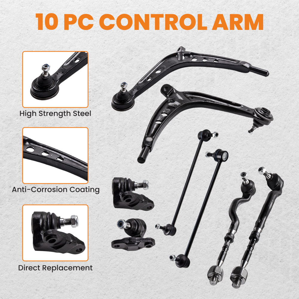 10x Front Suspension Lower Control Arm Kit compatible for BMW E46 325xi 330xi 2001-2005