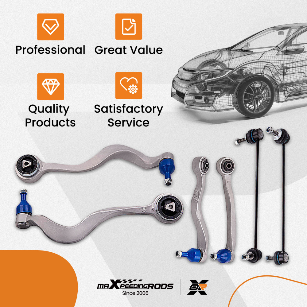 Front Lower Suspension Wishbone Control Arms Links Kit compatible for BMW 5 Series E60 E61