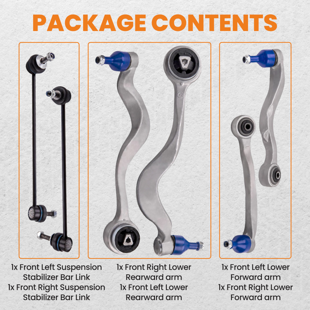 6x Suspension Front Lower Control Arms compatible for BMW 525i 528i 530i 535i 545i 550i M5