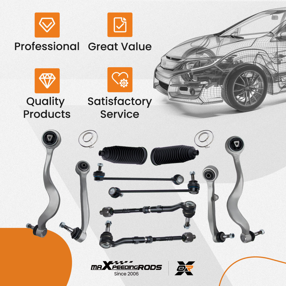 12pcs Front Suspension Control Arms Kits compatible for BMW E60 E61 31126760182 31126760181