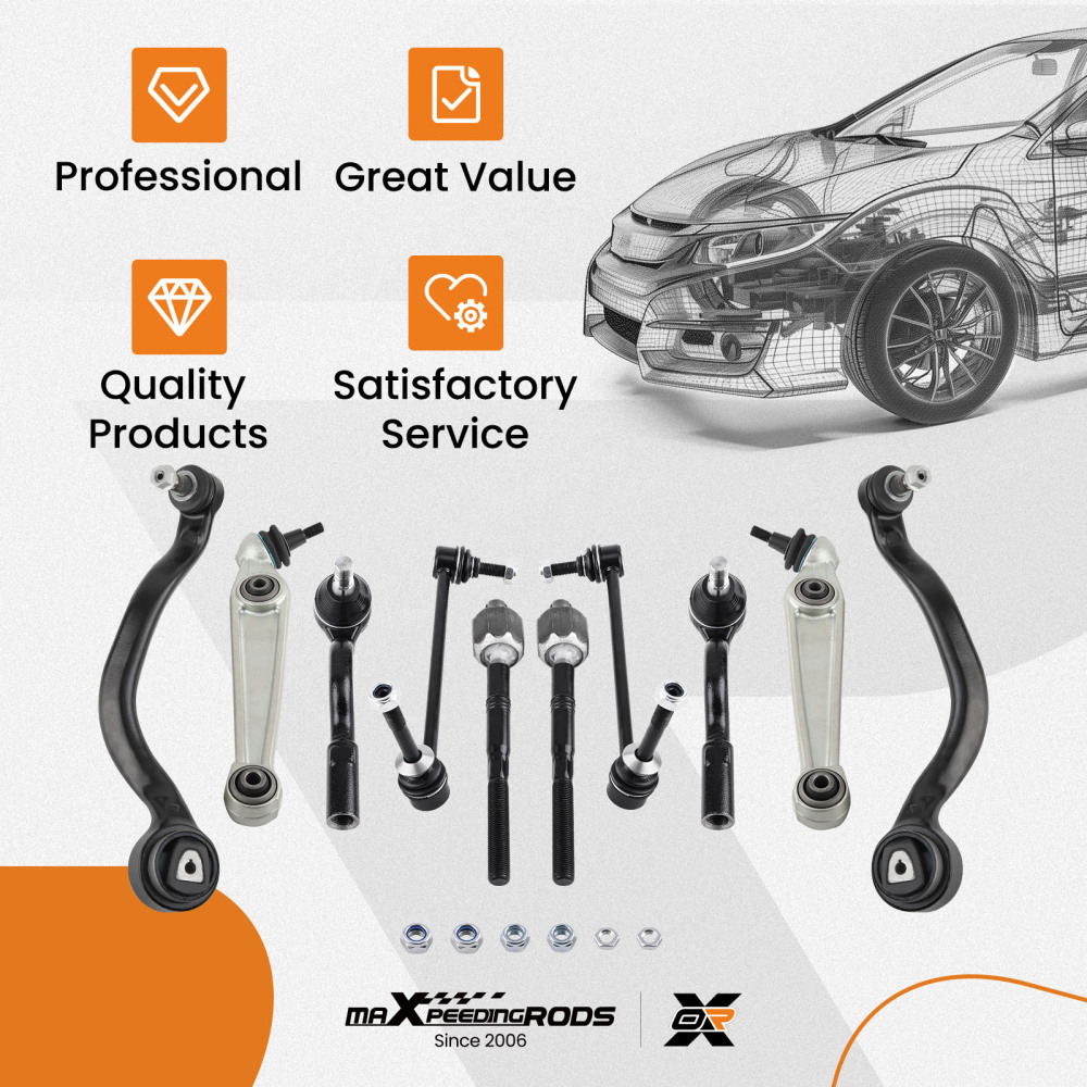 8x Front Bottom Suspension Wishbone Track Control Arms compatible for BMW X5 X6 E70 E71 E72