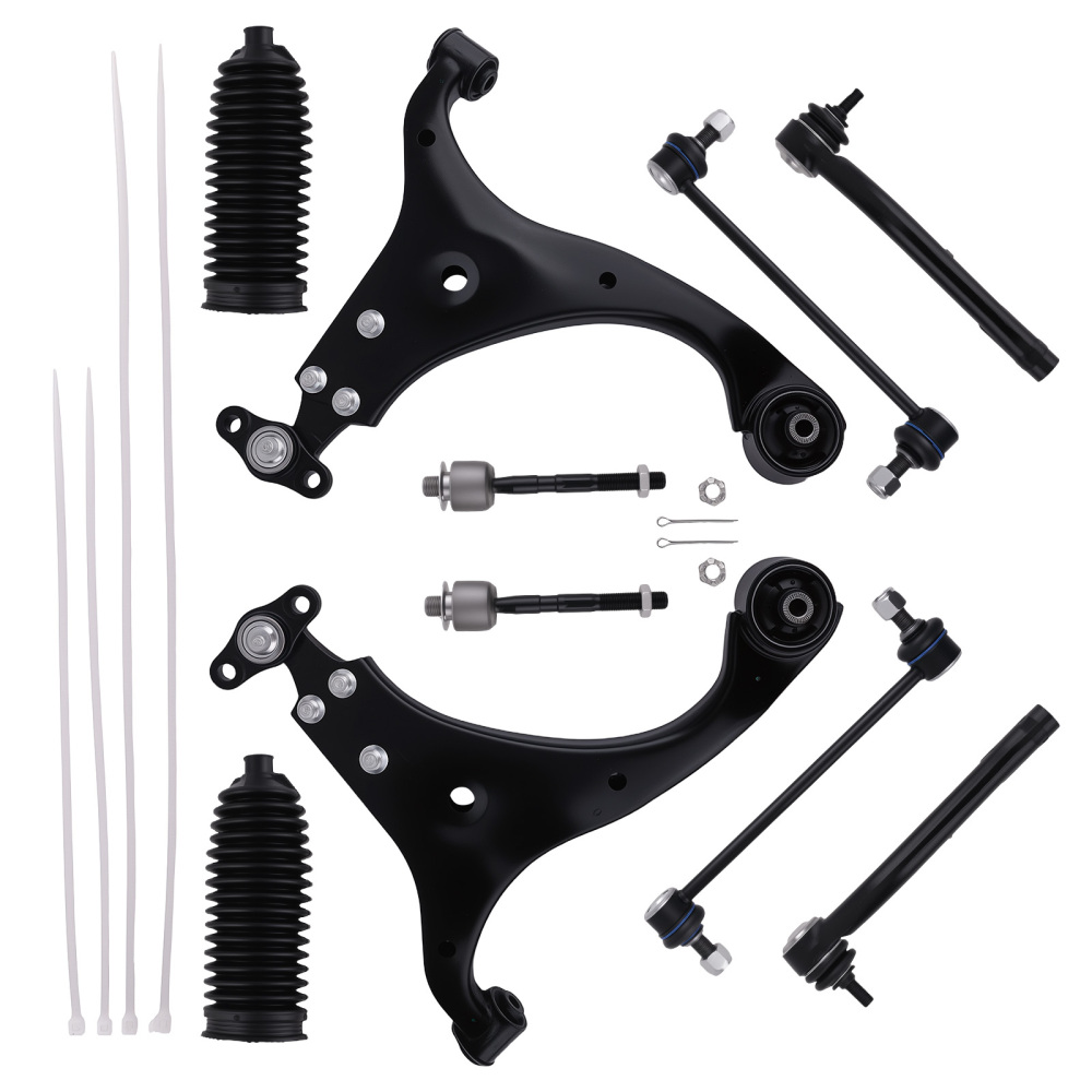 12Pc Front Lower Control Arm Tie rod Sway Bar for 2007-2012 compatible for Hyundai Elantra 2.0L