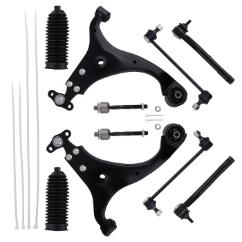 12Pc Front Lower Control Arm Tie rod Sway Bar for 2007-2012 compatible for Hyundai Elantra 2.0L