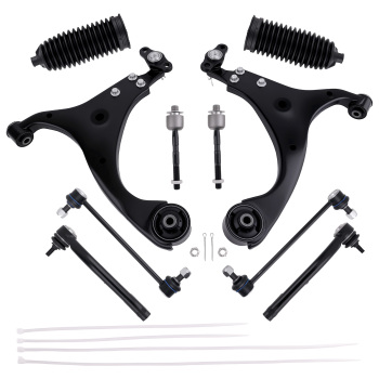 12Pc Front Lower Control Arm Tie rod Sway Bar for 2007-2012 compatible for Hyundai Elantra 2.0L