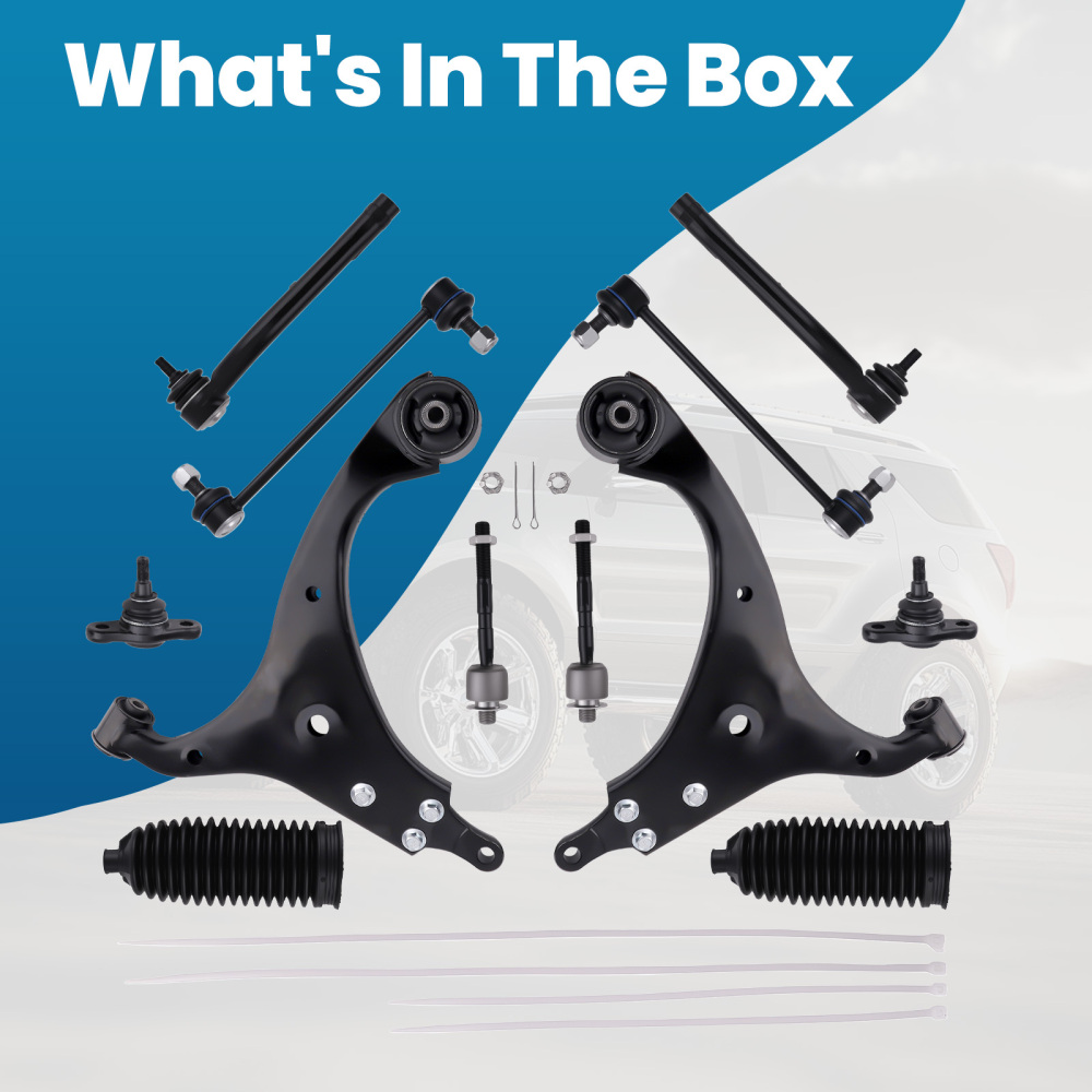 12Pc Front Lower Control Arm Tie rod Sway Bar for 2007-2012 compatible for Hyundai Elantra 2.0L