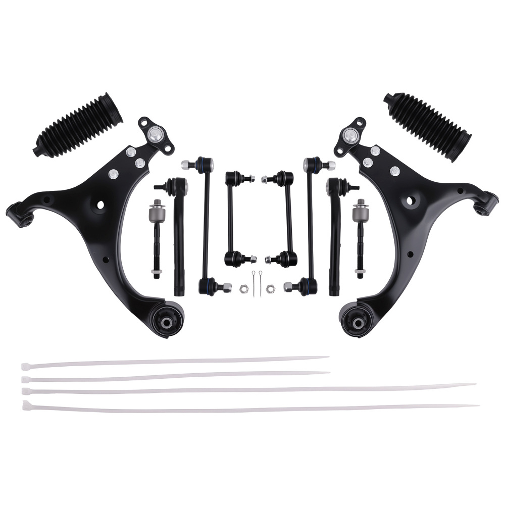 14Pc Front Lower Control Arm Tie rod Sway Bar for 2007-2012 compatible for Hyundai Elantra 2.0L